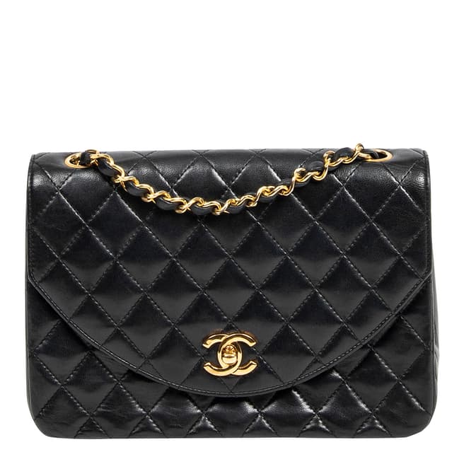 Vintage Chanel Black Single Halfmoon Flap Shoulder Bag