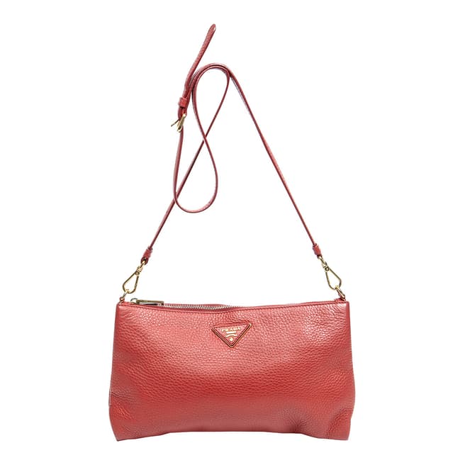 Vintage Prada Red Horizontal Zip Crossbody Shoulder Bag