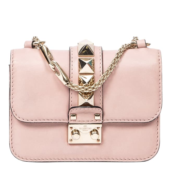 Vintage Valentino Pink Mini Glam Lock Rockstud Chain Crossbody Shoulder Bag