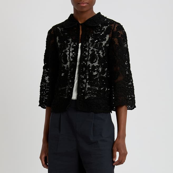 Pre-Loved Dolce & Gabbana Black Crochet Jacket Size 12