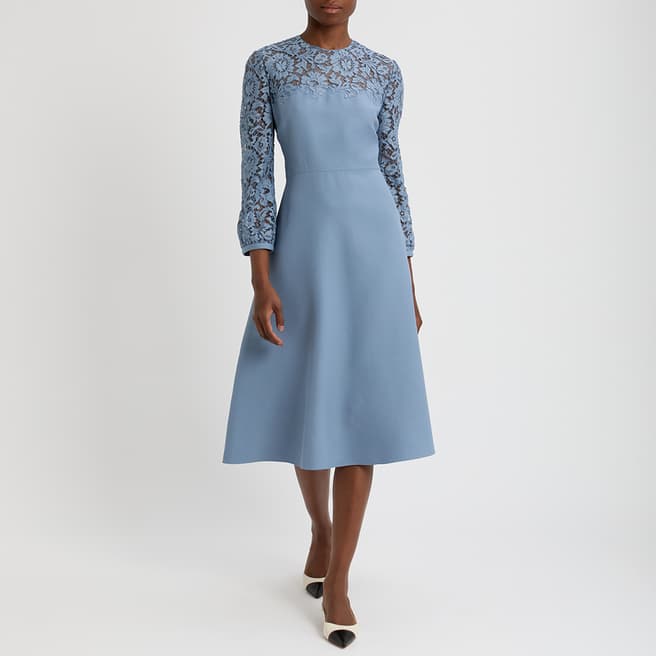 Pre-Loved Valentino Blue Lace Dress UK 12