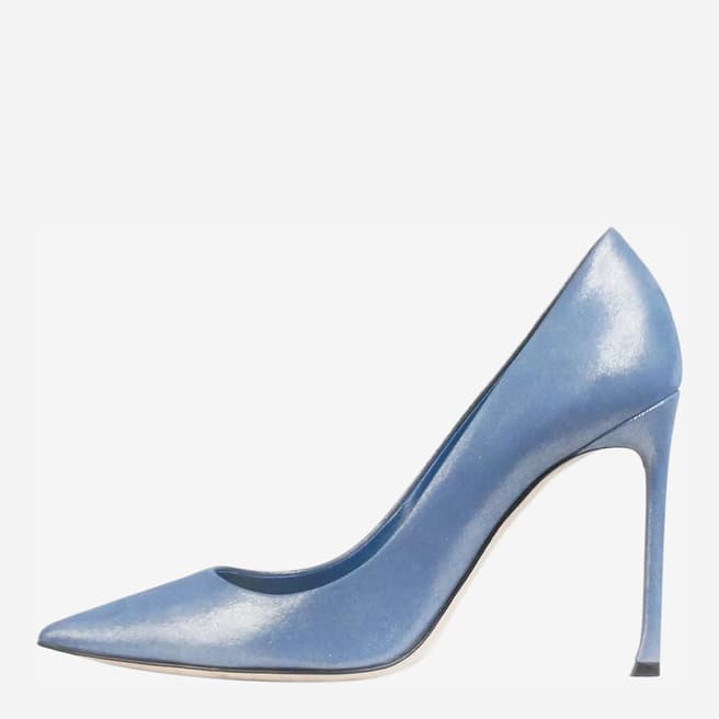Pre-Loved Christian Dior Blue Glittery Suede Pumps EU 39