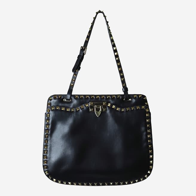 Pre-Loved Valentino Black Valentino Rockstud Top Handle Bag 