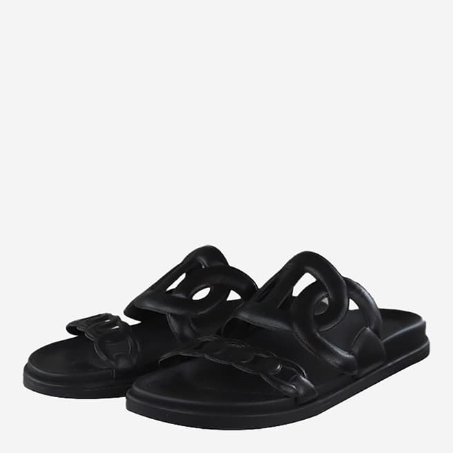 Pre-Loved Hermès Black Chain Patterned Flat Sandals EU 39