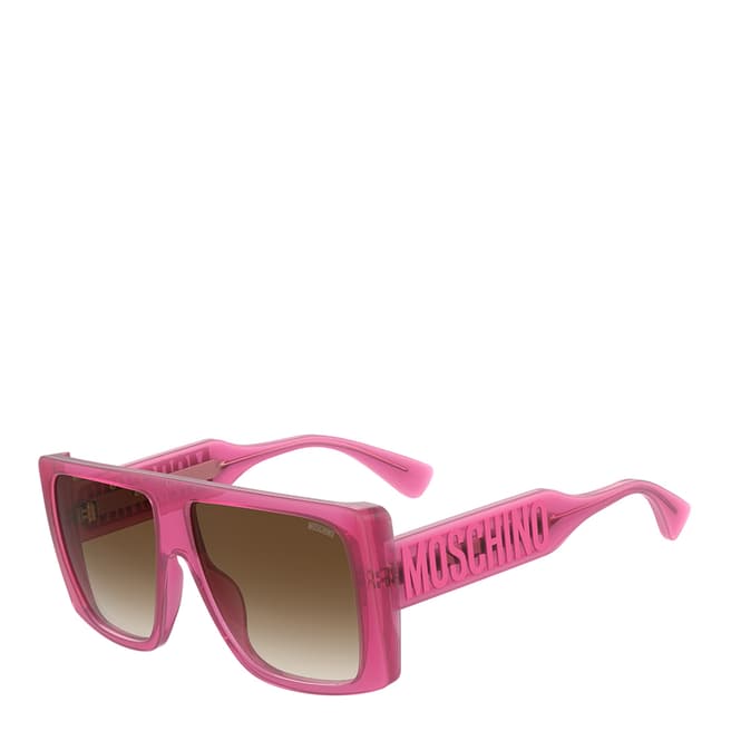 MOSCHINO Pink Square Flat Top Sunglasses 59mm