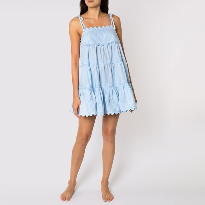Juliet Dunn Blue Poplin Trapeze Dress