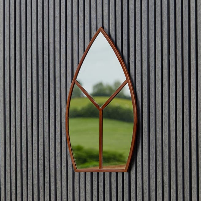 Ivyline Leaf Arch Outdoor Mirror Natural Rust H90cm W50cm