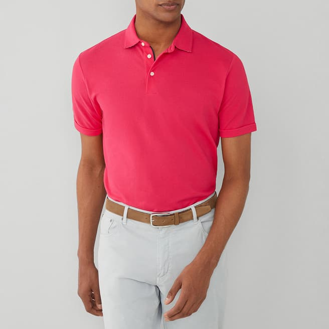 Hackett London Pink Classic Fit Pique Cotton Polo Shirt