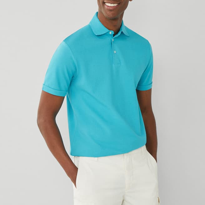 Hackett London Bright Blue Classic Fit Pique Cotton Polo Shirt
