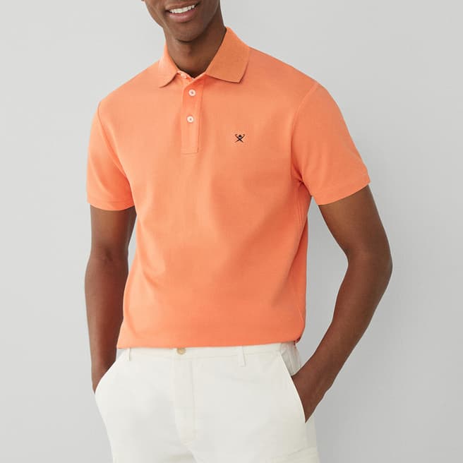 Hackett London Orange Classic Fit Pique Cotton Polo Shirt