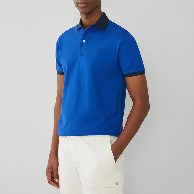 Hackett London Dark Blue Classic Fit Pique Cotton Polo Shirt