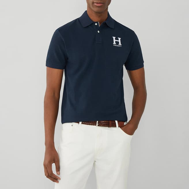 Hackett London Navy Classic Fit Heritage Cotton Polo Shirt