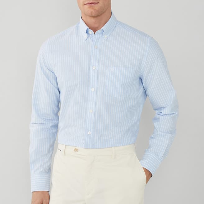 Hackett London Blue Stripe Slim Fit Cotton Shirt
