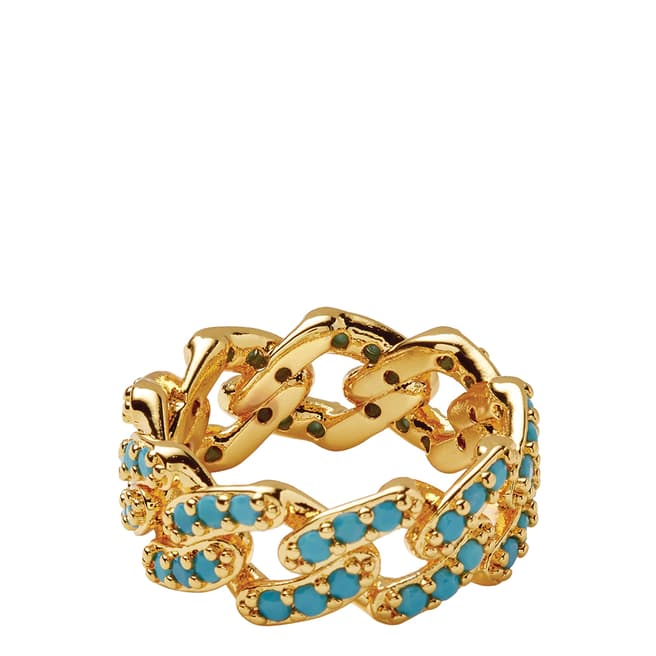 Crystal Haze Mykonos Blue Mexican Chain Ring