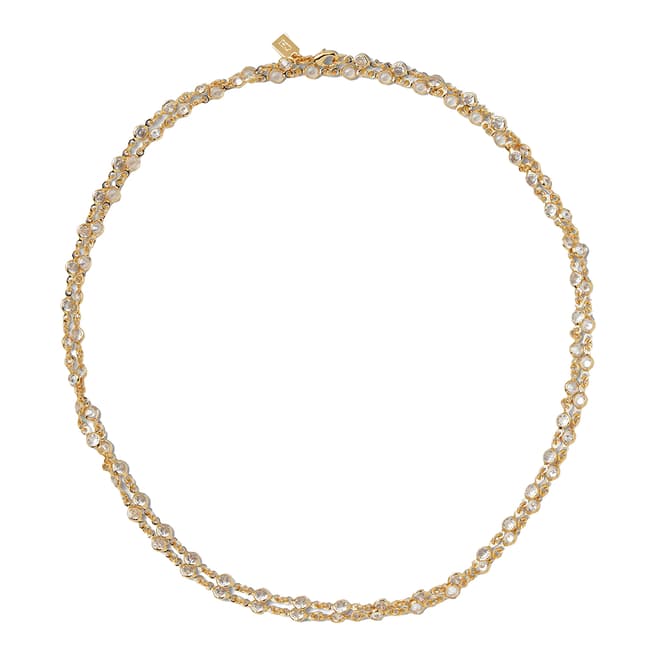 Crystal Haze Gold Clear Date Chain Necklace