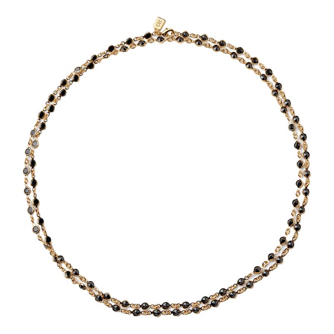Crystal Haze Gold Black Date Chain Necklace