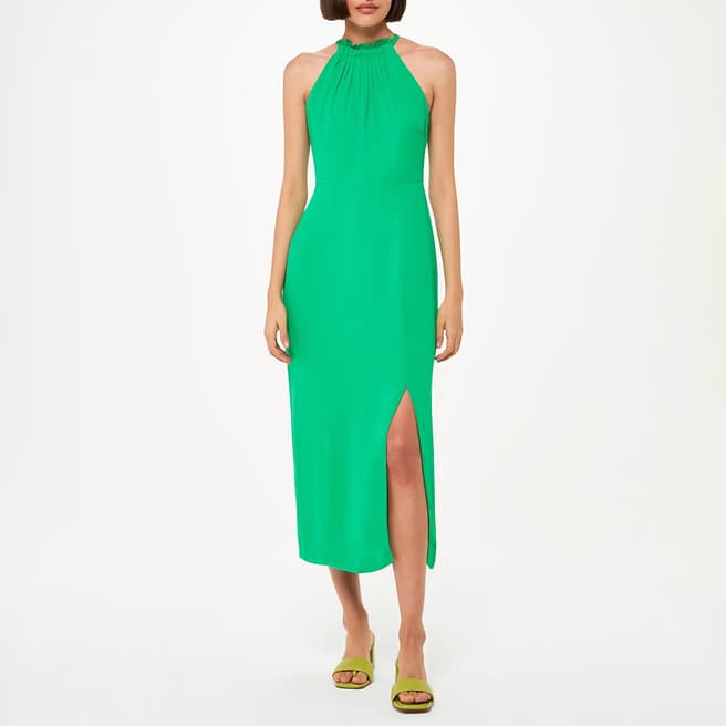 WHISTLES Green Eliza Halter Neck Midi Dress