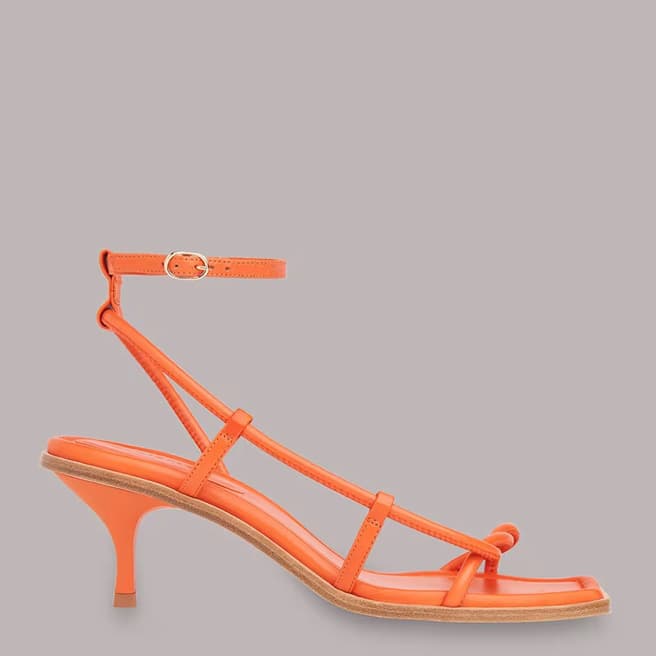 WHISTLES Orange Mollie Twist Front Leather Sandals