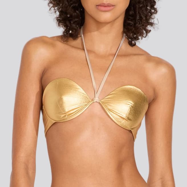 Solid & Striped Gold Pia Bikini Top