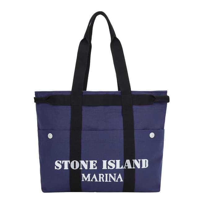 Stone Island Dark Blue Large Cotton Tote Bag