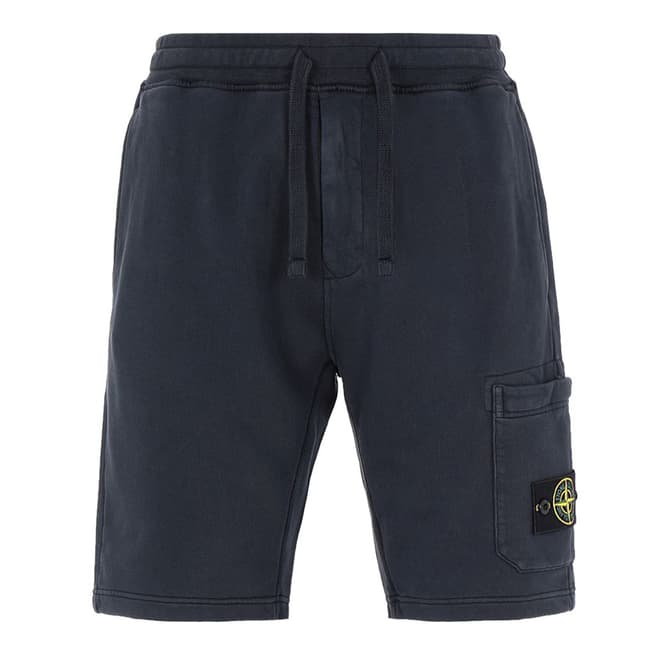 Stone Island Navy Regular Fit Cotton Fleece Bermuda Shorts