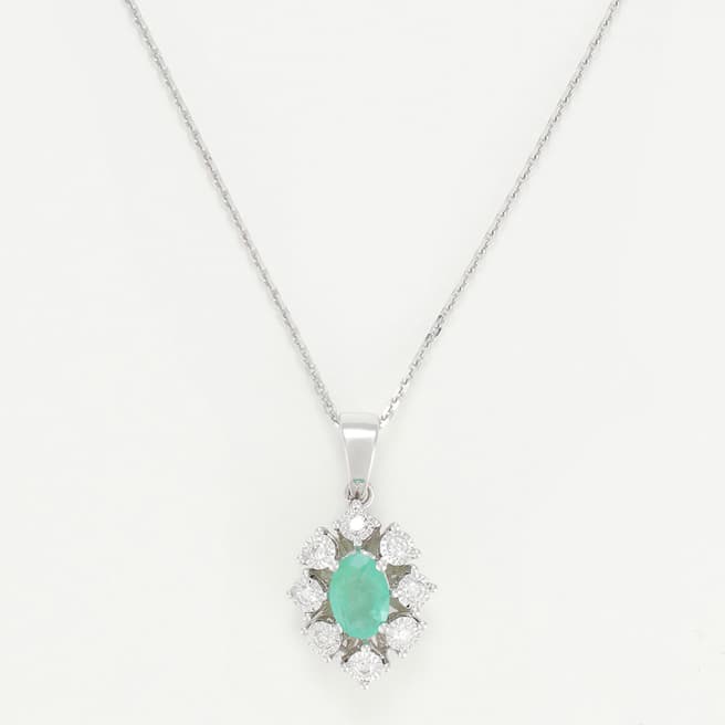 Diamantini White Gold Thea Emerald Necklace