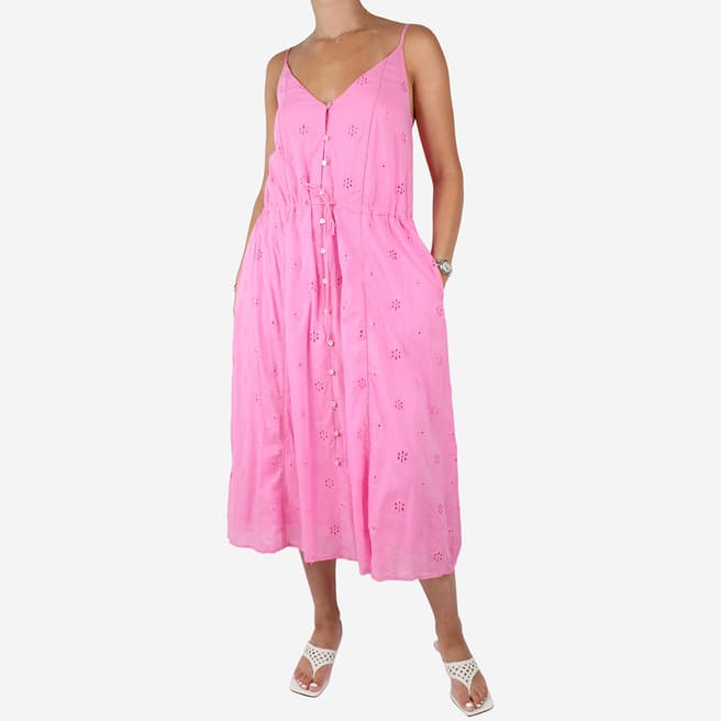 Pre-Loved Velvet Pink Sleeveless Floral Midi Dress Size XS