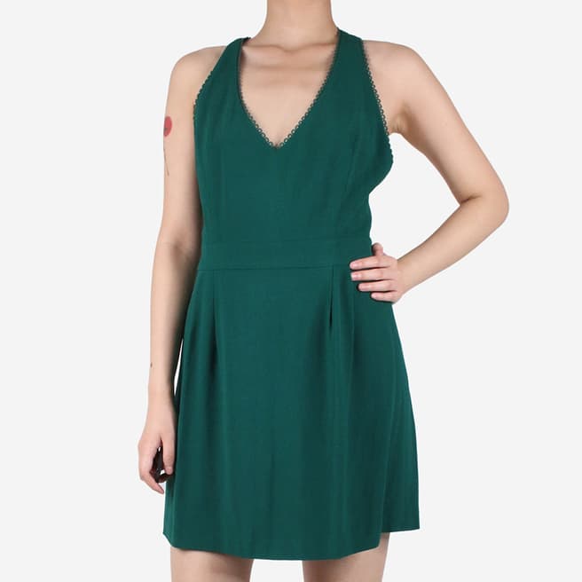 Pre-Loved Sezane Green V Neck Mini Dress FR 40