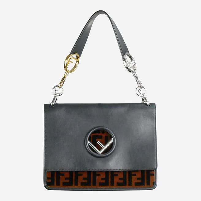 Pre-Loved Fendi Black Fendi Logo Shoulder Bag 