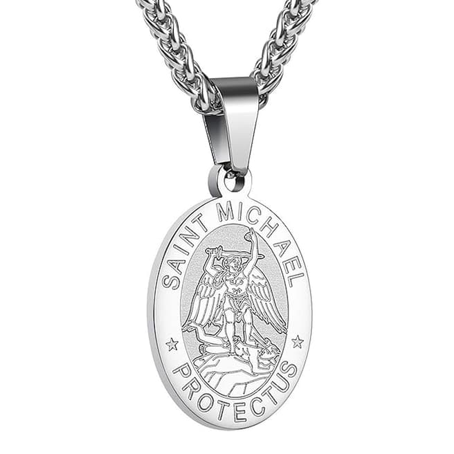 Stephen Oliver Silver Oval Religious Prayer Necklace