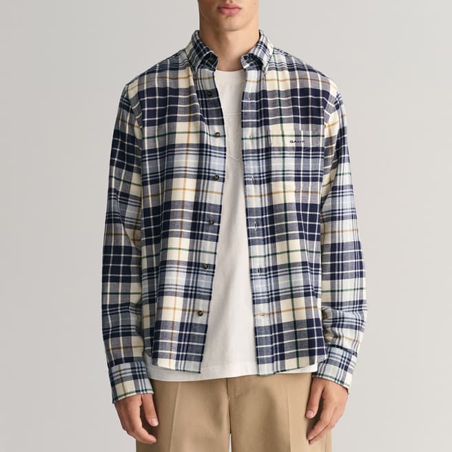 Gant Multi Reg Plaid Flannel Check Cotton Blend Shirt