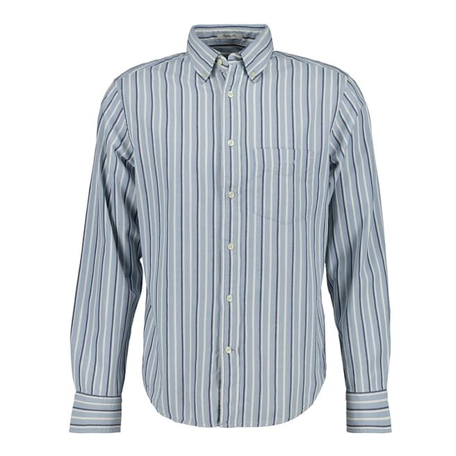 Gant Blue Regular Dobby Striped Cotton Shirt