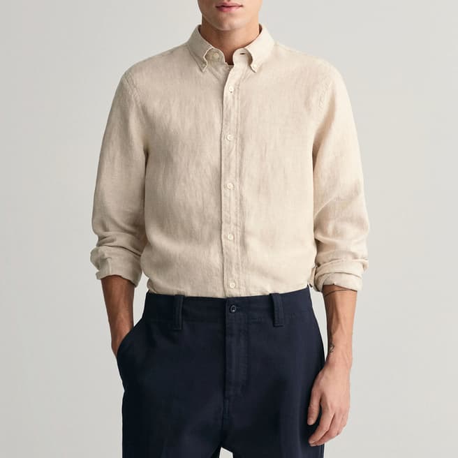 Gant Beige Slim Linen Shirt