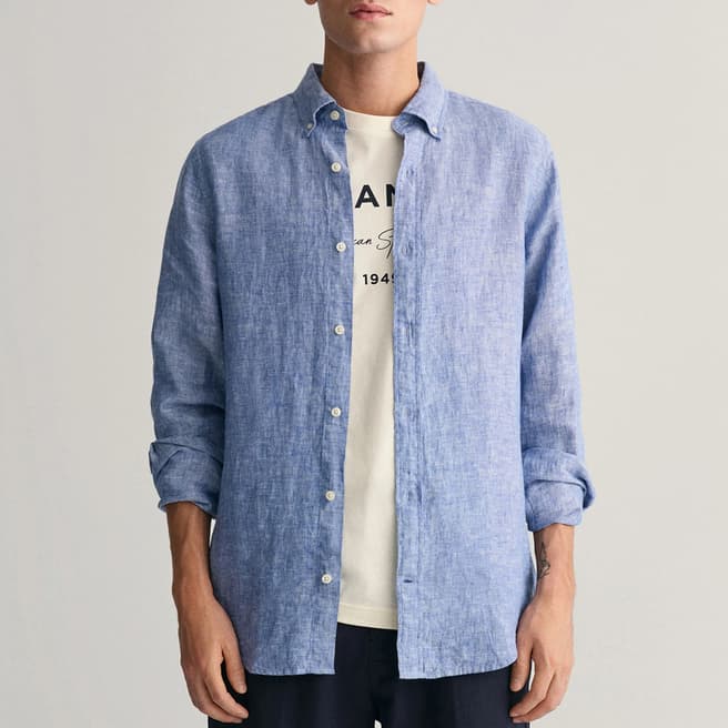 Gant Blue Slim Linen Shirt