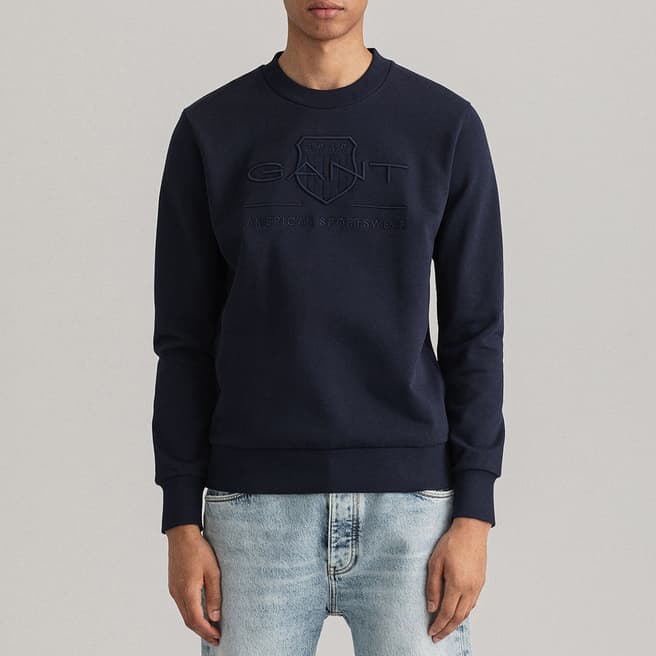 Gant Navy Reg Tonal Shield Cotton Sweatshirt