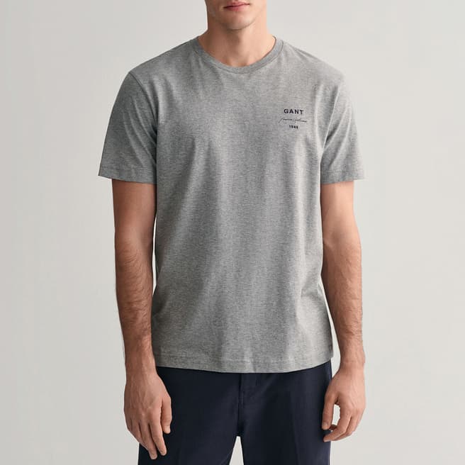 Gant Grey Logo Script Cotton T-Shirt