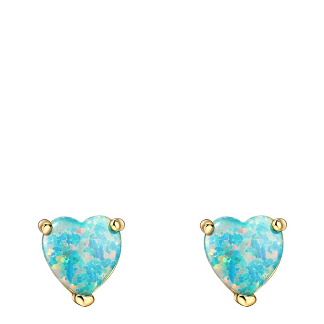 Liv Oliver 18K Gold Green Opal Heart Stud Earrings