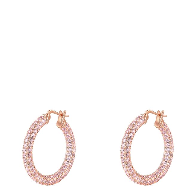 Liv Oliver 18K Gold Pink Quartz Pave Hoop Earrings