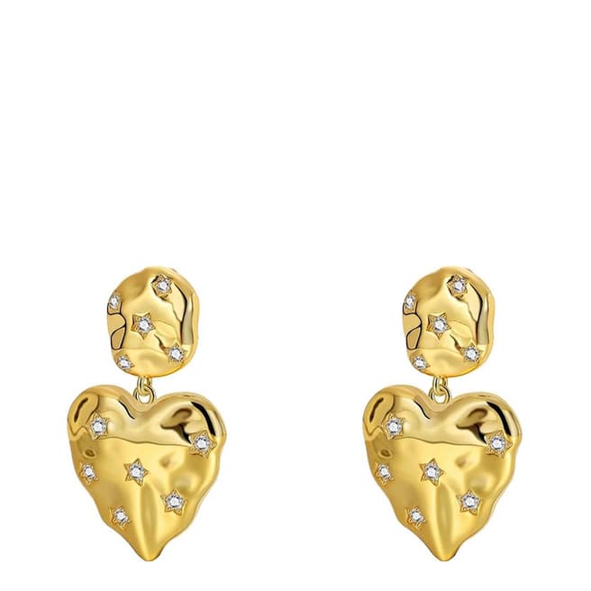 Liv Oliver 18K Gold Double Drop Love Heart Earrings