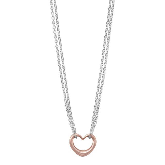 Liv Oliver 18K Rose Gold & Silver Two Tone Heart Necklace