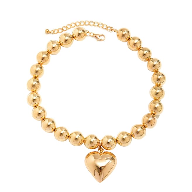 Liv Oliver 18K Gold Bold Heart Charm Drop Necklace