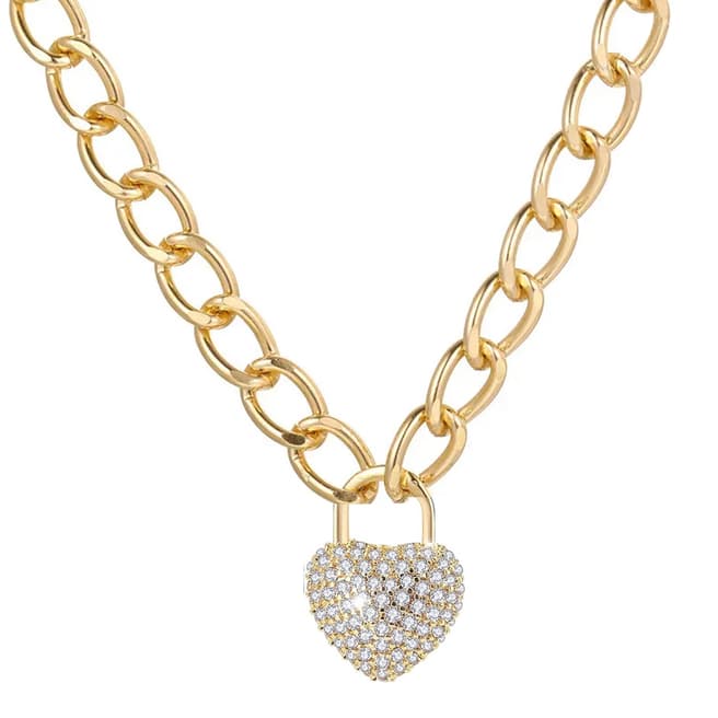 Liv Oliver 18K Gold Pave Heart Drop Necklace