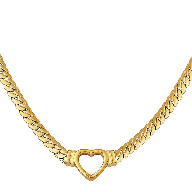 Liv Oliver 18K Gold Open Heart Chain Necklace