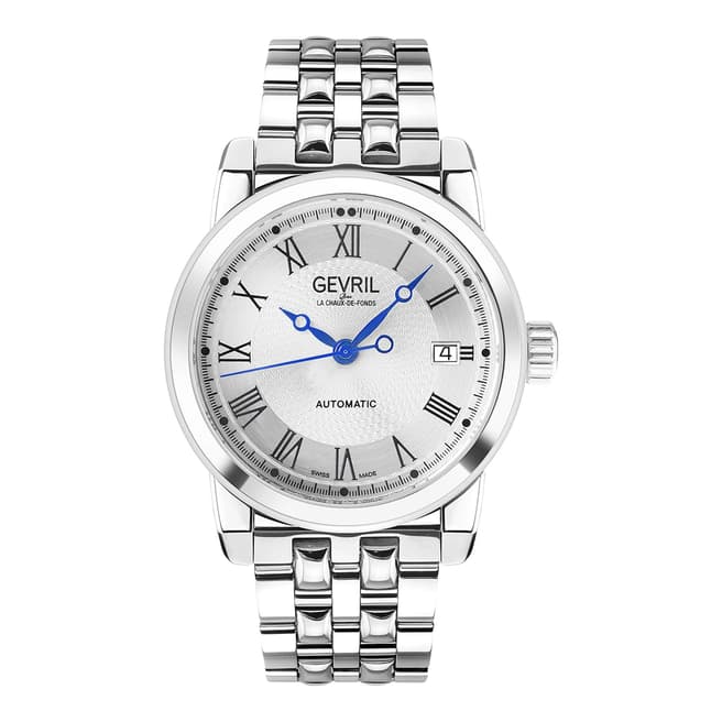 Gevril Men's Silver Madison Swiss Automatic Watch 39mm