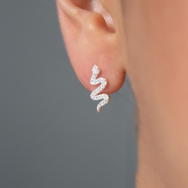 Elika Silver Snake Earring