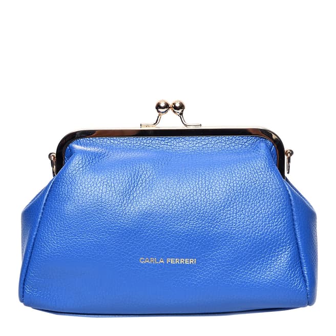 Carla Ferreri Blue Italian Leather Clutch bag