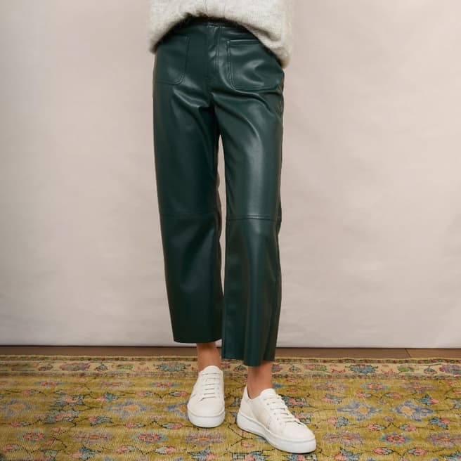 Wyse Green Jules Faux Leather Trousers