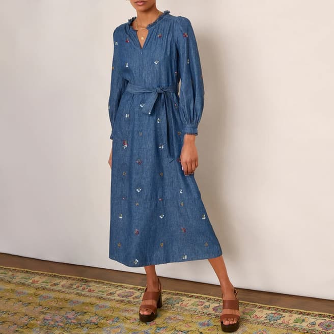 Wyse Blue Pixie Embroidered Dress
