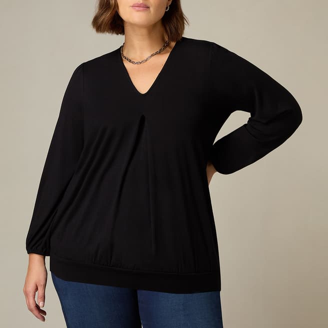 Live Unlimited Black Jersey Pleat Front Top