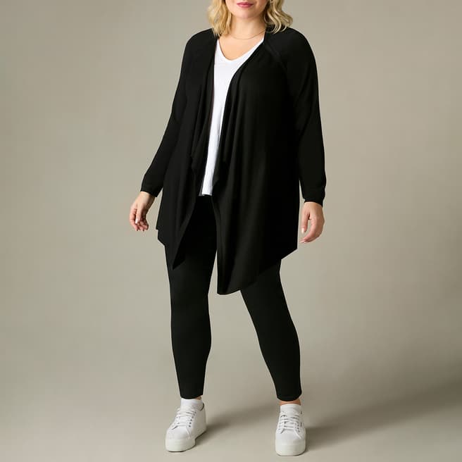 Live Unlimited Black Knitted Waterfall Cardigan